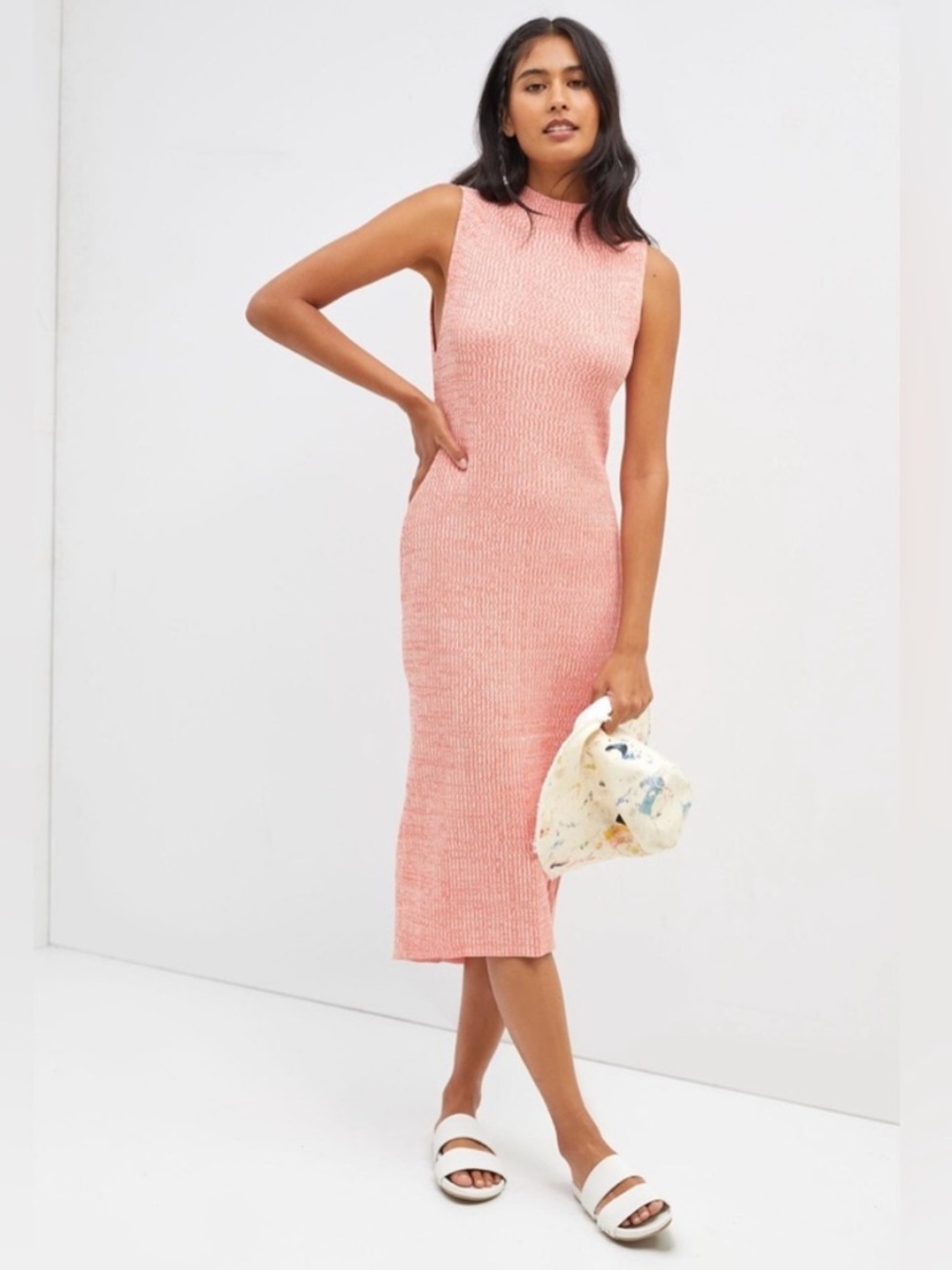 Daily Practice by Anthropologie | Coral Textured Sleeveless Midi Dress | Size L